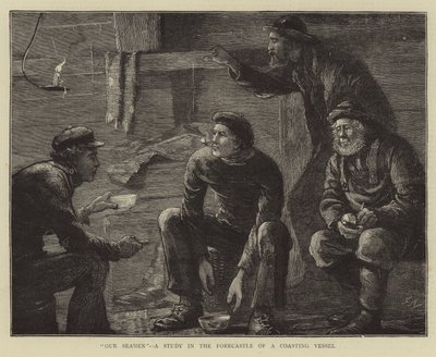 Onze zeelieden, een studie in het vooronder van een kustvaartuig door Joseph Nash